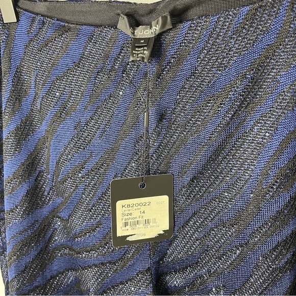 St John Party Animal Pants Blue Black Sequins Size 14 Animal Print Straight Leg - Picture 8 of 10